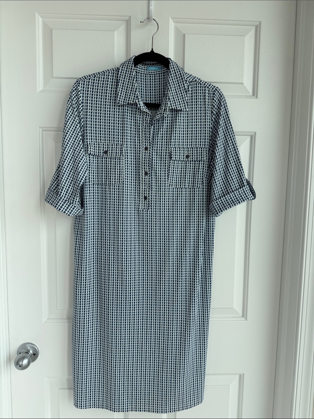 J. McLaughlin Navy & White Short-Sleeve Lawrence Dress